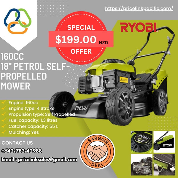 Garden Lawn Mower 160cc 46CM Petrol Self-Propelled *SPECIAL OFFER* Pacific Islands only*