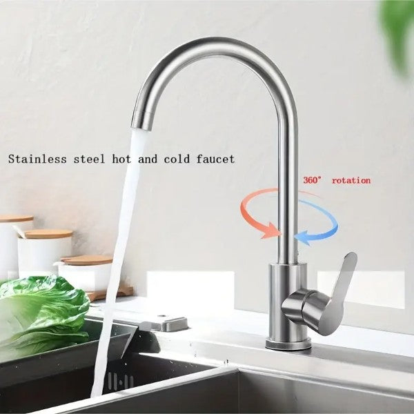 Kitchen Stainless Steel Kitchen Hot And Cold Style Faucet, 360° Rotating Sink Faucet
