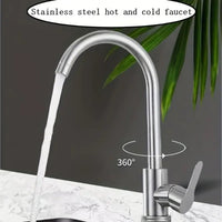 Kitchen Stainless Steel Kitchen Hot And Cold Style Faucet, 360° Rotating Sink Faucet